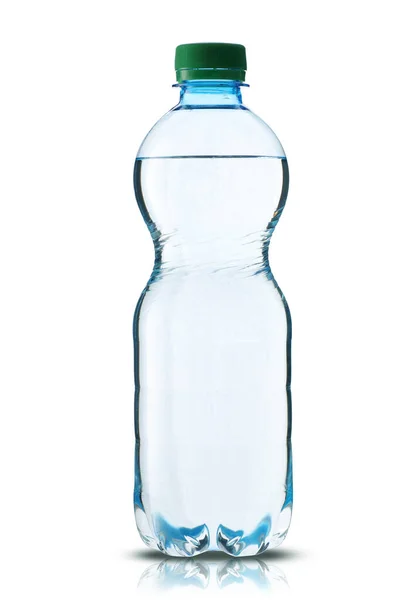 Pequeña Botella Plástico Con Agua Sobre Fondo Blanco —  Fotos de Stock