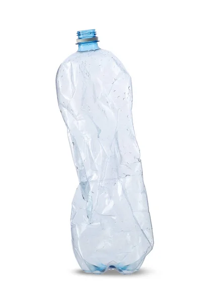 Garrafa Plástico Vazia Água Mineral Sobre Fundo Branco — Fotografia de Stock