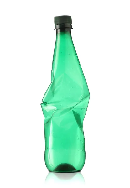 Grüne Plastikflasche Auf Weißem Hintergrund — Stockfoto