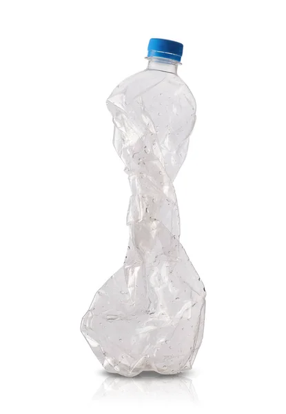 Big Crushed Plastic Bottle White Background — Stock Photo, Image