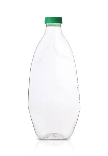 Botella Plástico Medio Sobre Fondo Blanco — Foto de Stock