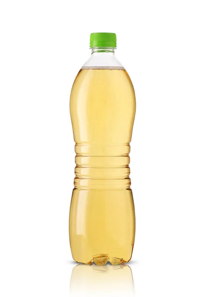 Botol Plastik Dengan Jus Pada Latar Belakang Putih — Stok Foto