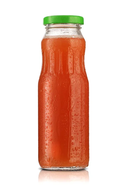 Glass Bottle Juice White Background — Stock Photo, Image