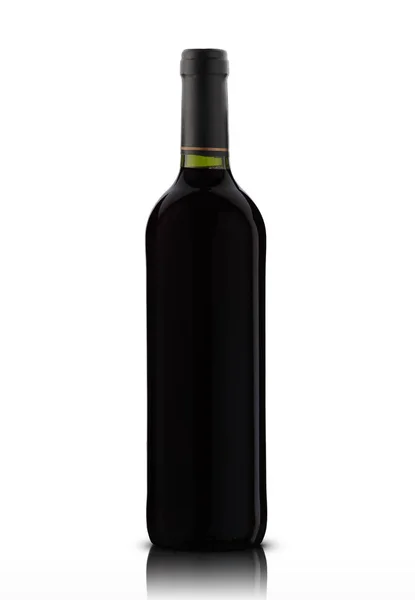 Botella Vidrio Con Vino Sobre Fondo Blanco — Foto de Stock