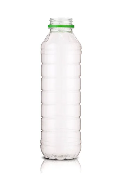 Beyaz Arkaplanda Boş Plastik Meyve Suyu Şişesi — Stok fotoğraf
