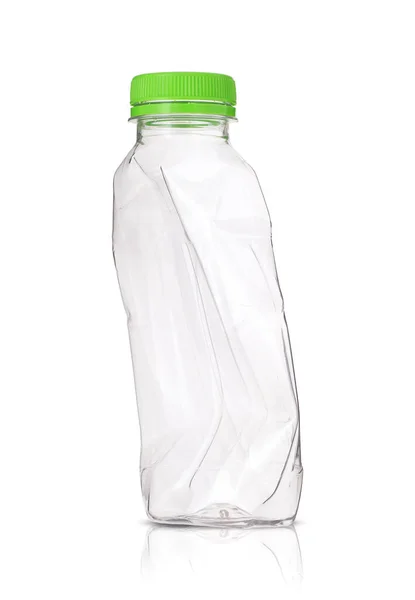 Una Pequeña Botella Jugo Plástico Vacía Sobre Fondo Blanco — Foto de Stock