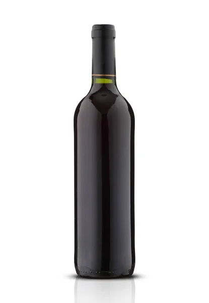 Bottiglia Vetro Verde Con Vino Sfondo Bianco — Foto Stock