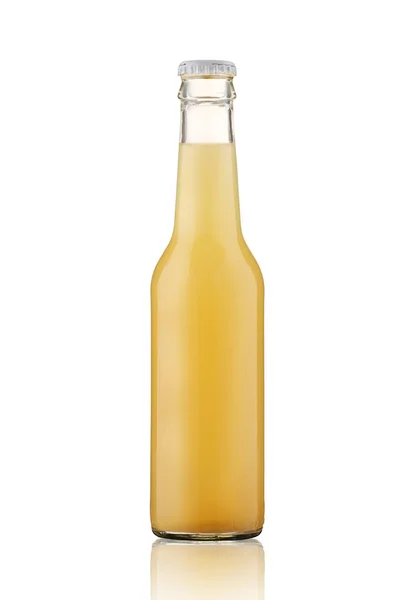 Botol Kaca Dengan Bir Rasa Pada Latar Belakang Putih — Stok Foto