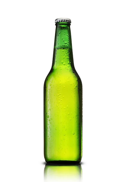 Зеленая Холодная Бутылка Пива — стоковое фото