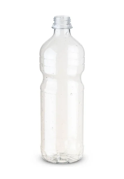 白い背景のプラスチック透明ボトル — ストック写真