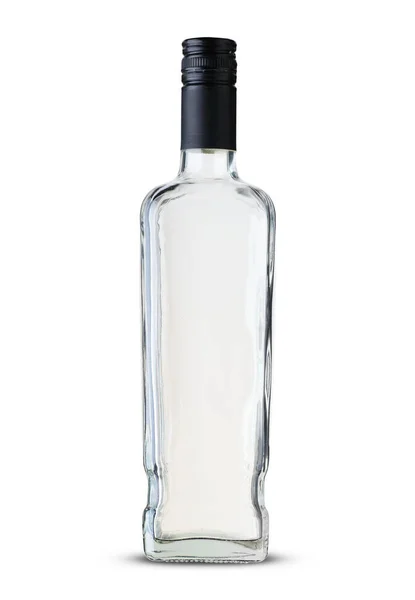 Γυάλινο Μπουκάλι Ουίσκι Λευκό Φόντο — Φωτογραφία Αρχείου