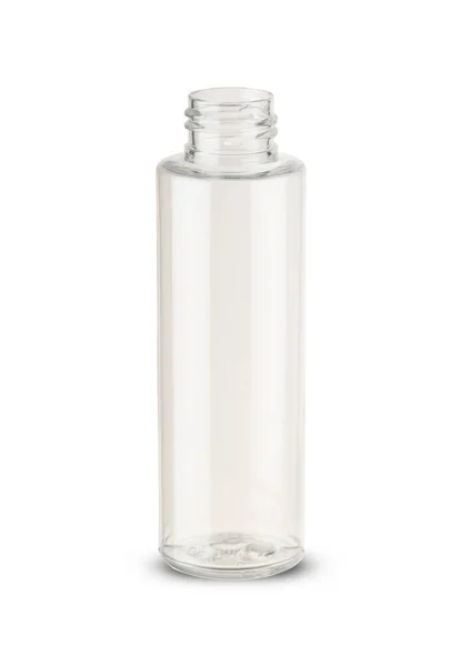Kleine Plastikflasche Auf Weißem Hintergrund — Stockfoto