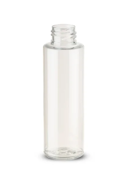 Kleine Plastikflasche Auf Weißem Hintergrund Stockbild