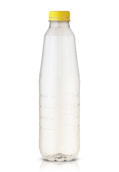 Garrafa Suco Vazio Plástico Fundo Branco — Fotografia de Stock
