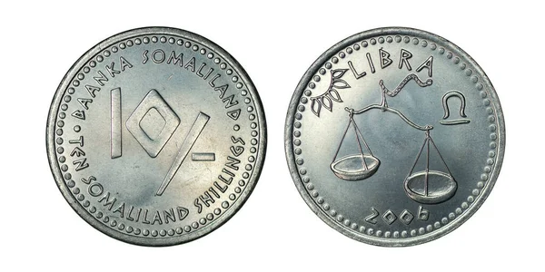 Somalilândia Xelins 2006 Peso Sobre Fundo Branco — Fotografia de Stock