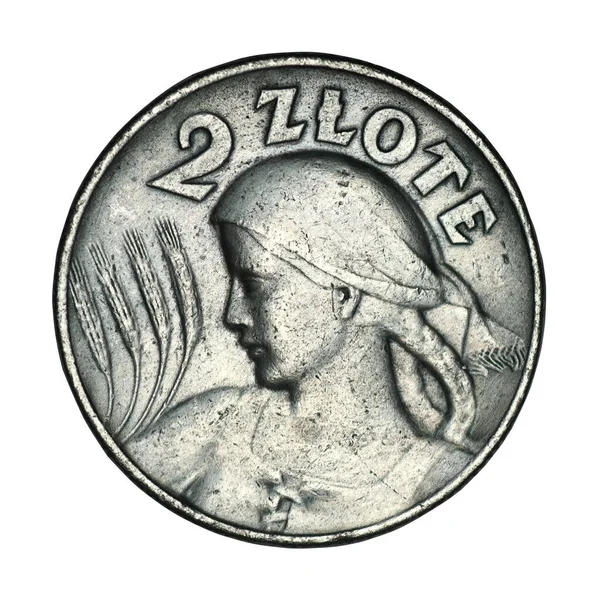 Polaco Monedas Oro 1925 Réplica Sobre Fondo Blanco — Foto de Stock