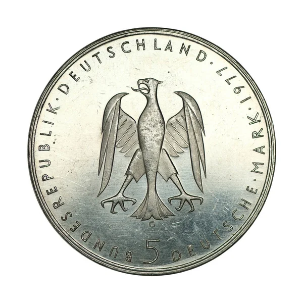 Duitsland Mark 1977 Een Witte Achtergrond — Stockfoto