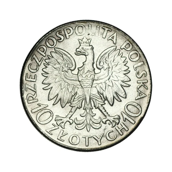 Πολωνία Zlotys 1933 Αντίγραφο Λευκό Φόντο — Φωτογραφία Αρχείου