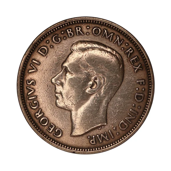 Groot Brittannië Pence 1938 Een Witte Achtergrond — Stockfoto