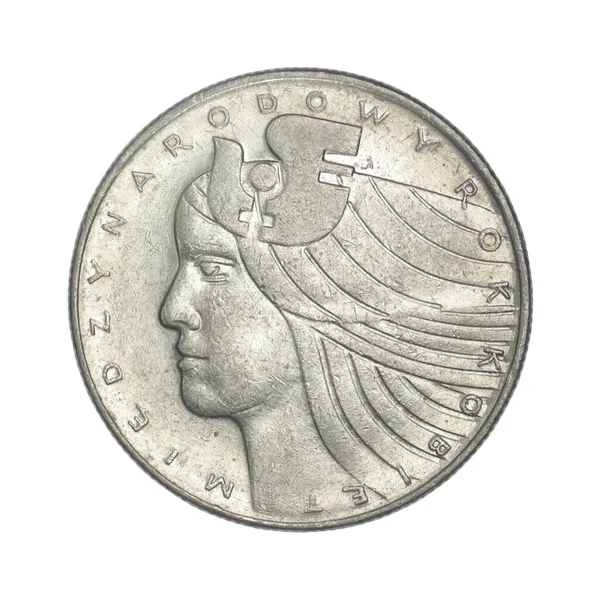 Zlotys 1975 Internationaal Vrouwenjaar Twintig Zlotys Een Witte Achtergrond — Stockfoto
