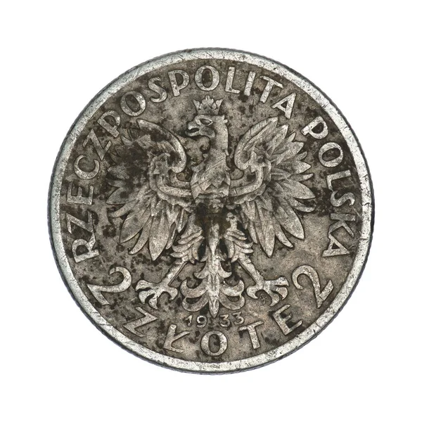 Polska Złote 1932 1934 Królowa Jadwiga Białym Tle — Zdjęcie stockowe