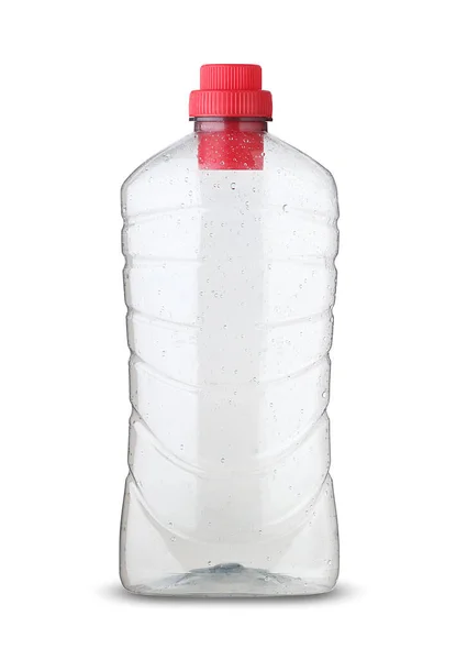 Große Plastikflasche Mit Flüssigem Waschmittel Auf Weißem Hintergrund — Stockfoto