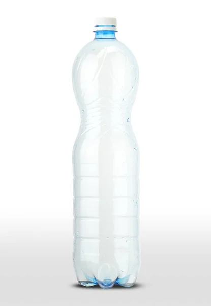 Bouteille Eau Vide Plastique Sur Fond Blanc — Photo