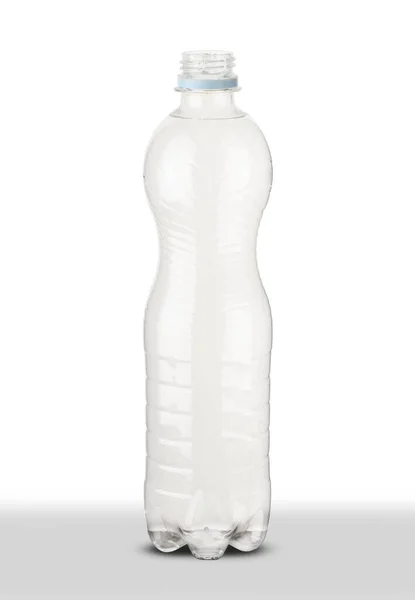 Botella Plástico Vacía Sobre Fondo Blanco — Foto de Stock