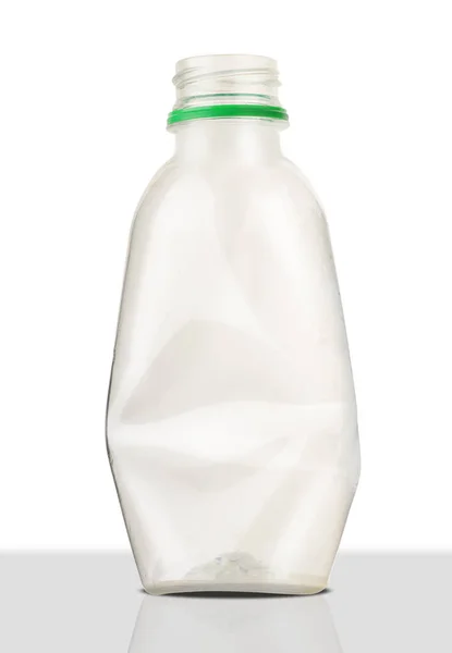Una Pequeña Botella Jugo Plástico Sobre Fondo Blanco —  Fotos de Stock