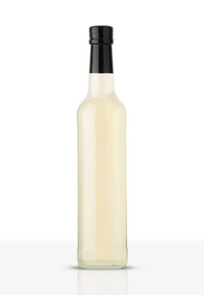 Uma Garrafa Vinagre Maçã Fundo Branco — Fotografia de Stock