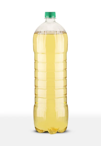 Botol Plastik Besar Dengan Minuman Pada Latar Belakang Putih — Stok Foto