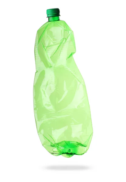 白い背景に緑色のプラスチック製のソーダボトル — ストック写真