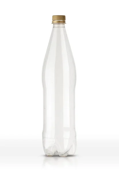 Schlanke Plastikflasche Auf Weißem Hintergrund — Stockfoto