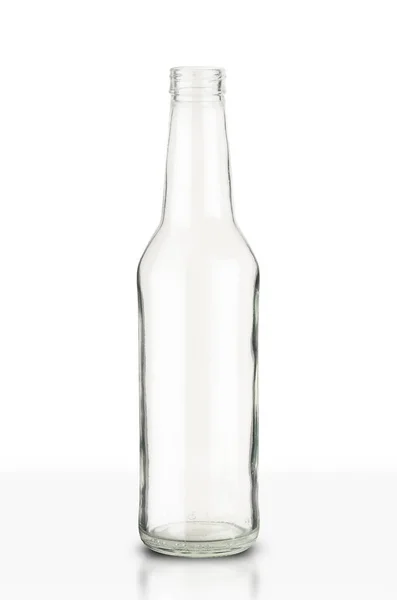 Άδειο Γυάλινο Μπουκάλι Ποτό Λευκό Φόντο — Φωτογραφία Αρχείου
