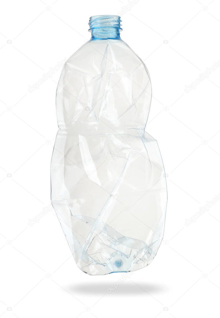 small plastic bottle on a white background