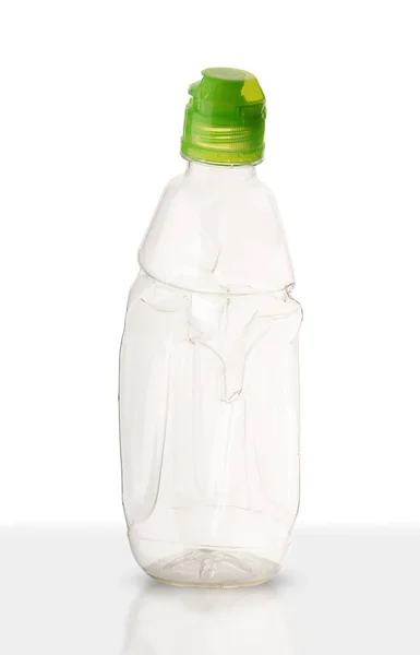 Botella Refresco Triturado Vacío Sobre Fondo Blanco — Foto de Stock