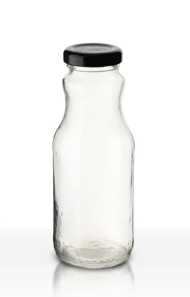 Eine Kleine Glasflasche Mit Deckel Auf Weißem Hintergrund — Stockfoto