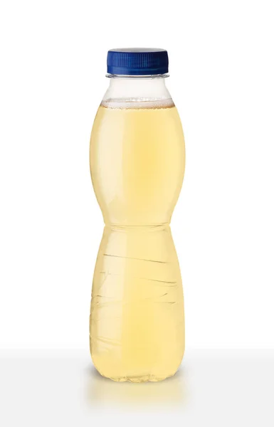 Plast Flaska Med Juice Vit Bakgrund — Stockfoto