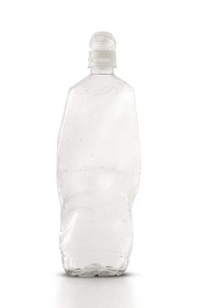 Άδειο Πλαστικό Μπουκάλι Νερό Λευκό Φόντο — Φωτογραφία Αρχείου