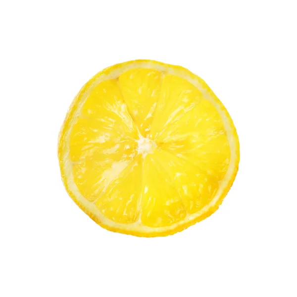 Жовтий Шматочок Лимона Білому Фоні — стокове фото