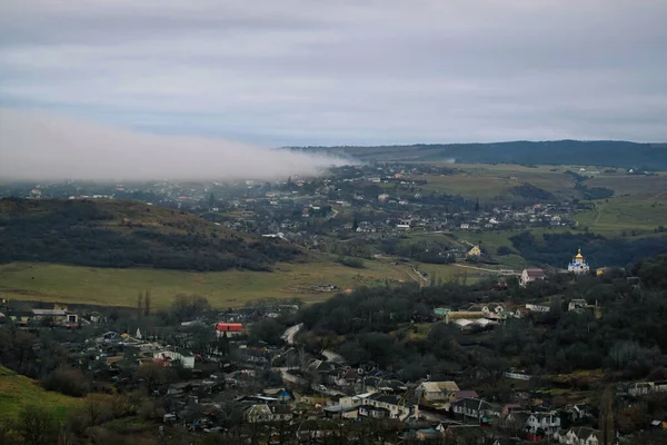 Uma Aldeia Típica Centro Crimeia Tomado Inverno 2021 — Fotografia de Stock