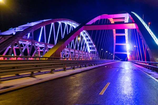 Krymsky Γέφυρα Κατά Την Οδήγηση Αυτό Βράδυ Τον Ιανουάριο 2022 — Φωτογραφία Αρχείου
