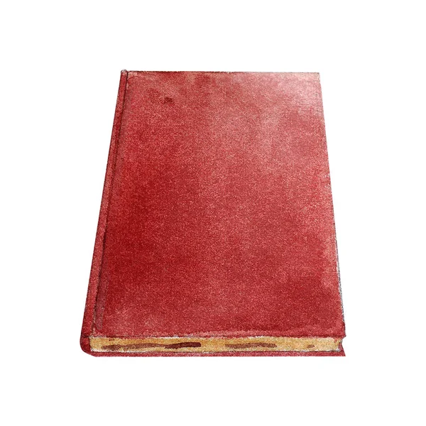 Ręcznie rysowane akwarela zamknięte leżące czerwone Vintage Book izolowane na białym tle. Biblijny clipart — Zdjęcie stockowe