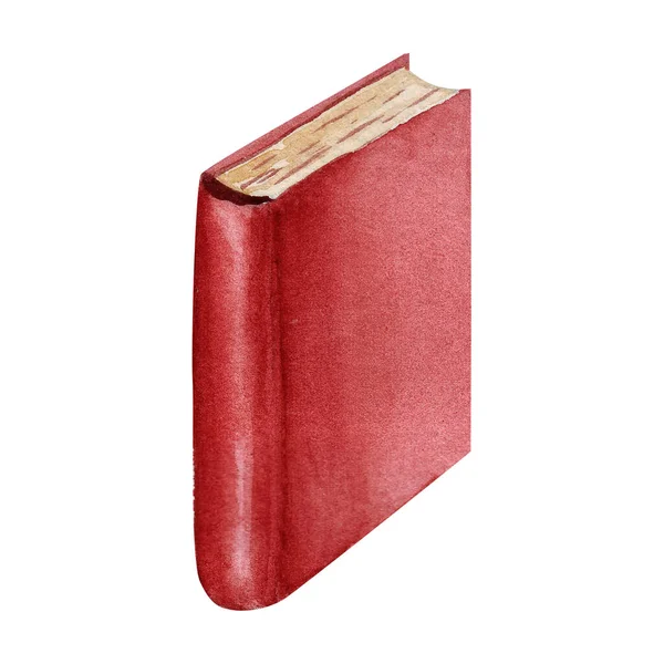 El çizimi suluboya dolabı beyaz arka planda izole edilmiş kırmızı renkli kitapların üzerinde duruyor. İncil zirvesi — Stok fotoğraf