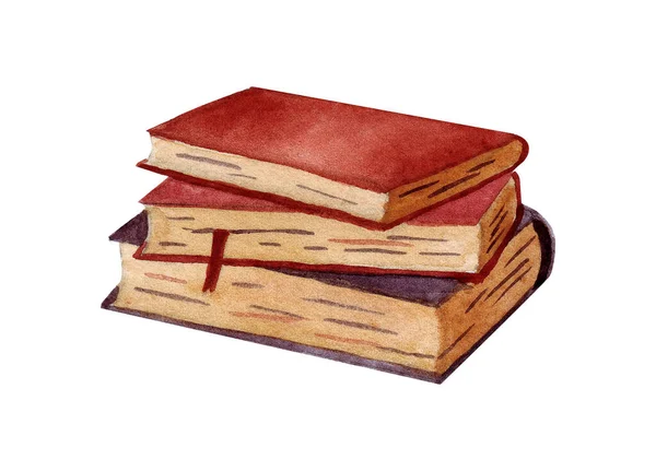 Färgade liggande bunt gamla böcker, bibel. Akvarell handritad illustration, isolerad på vit bakgrund. Ortodoxa, katolska bibeln. — Stockfoto