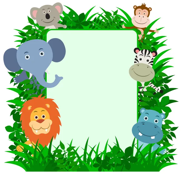 Jungle Animals Frame com espaço de cópia —  Vetores de Stock