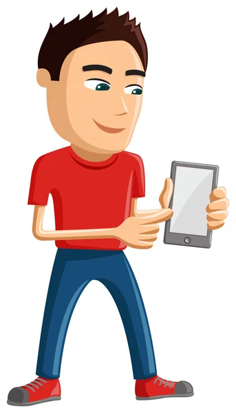 Man Holding Smart Phone — Stock Vector