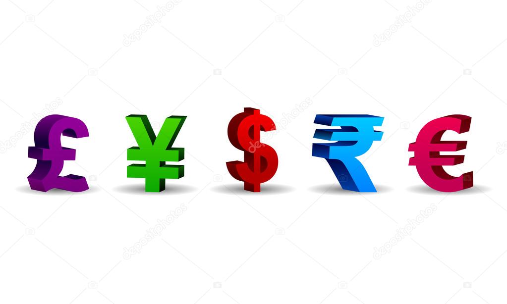 3D currency money symbols