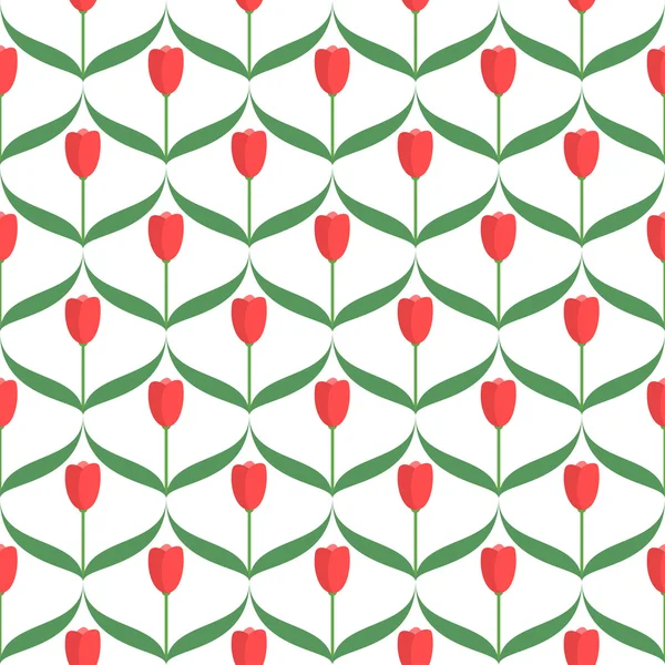 Red tulips seamless pattern — Stock Vector