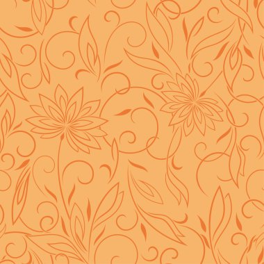 Dikişsiz desen lotus yatay turuncu